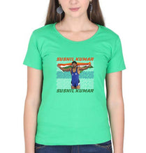 Load image into Gallery viewer, Sushil Kumar T-Shirt for Women-Flag Green-Ektarfa.online
