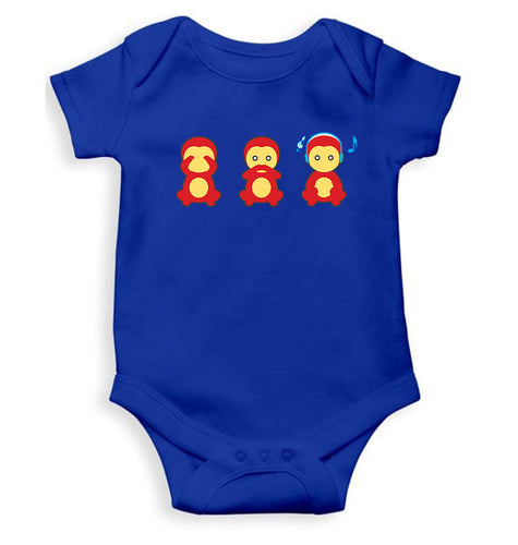 The Three wise monkeys Kids Romper For Baby Boy/Girl-0-5 Months(18 Inches)-Royal Blue-Ektarfa.online