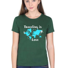 Load image into Gallery viewer, Traveling is Love T-Shirt for Women-Dark Green-Ektarfa.online

