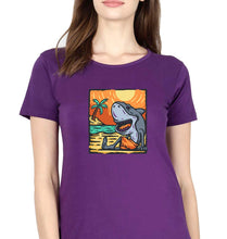 Load image into Gallery viewer, Shark T-Shirt for Women-Purple-Ektarfa.online
