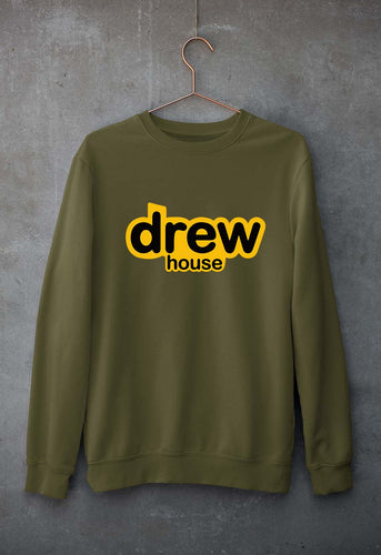 Drew House Unisex Sweatshirt for Men/Women-S(40 Inches)-Olive Green-Ektarfa.online