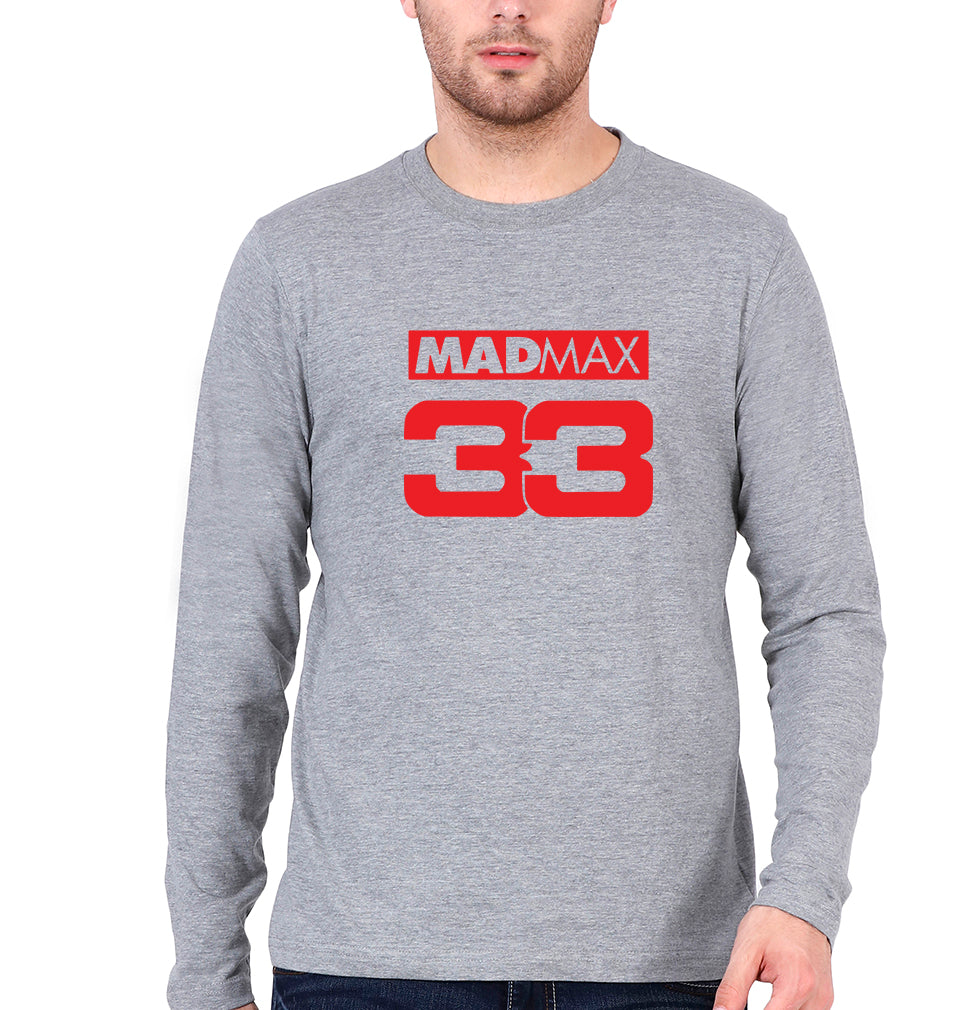 Max Verstappen Full Sleeves T-Shirt for Men-S(38 Inches)-Grey Melange-Ektarfa.online