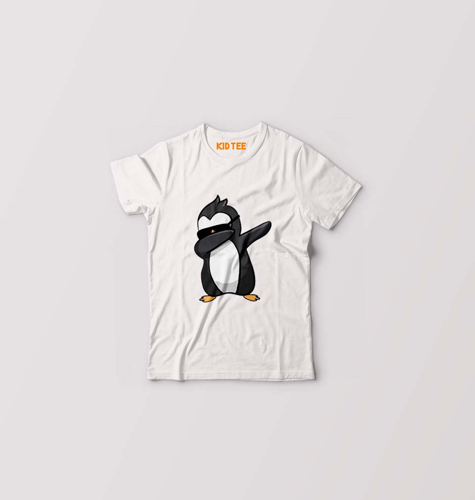 Dab Penguin Kids T-Shirt for Boy/Girl-White-Ektarfa.online