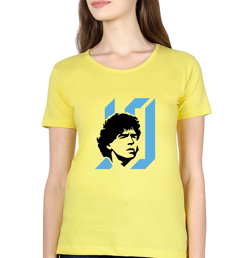 Diego Maradona T-Shirt for Women-Yellow-Ektarfa.online