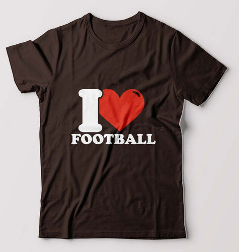 I Love Football T-Shirt for Men-Coffee Brown-Ektarfa.online