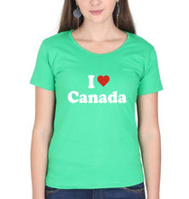 Load image into Gallery viewer, I Love Canada T-Shirt for Women-flag green-Ektarfa.online
