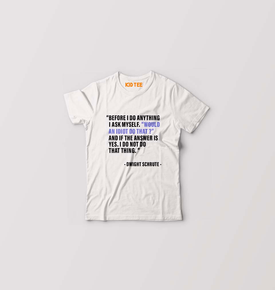 Dwight Schrute Kids T-Shirt for Boy/Girl-White-Ektarfa.online