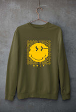 Load image into Gallery viewer, Good Vibes Emoji Unisex Sweatshirt for Men/Women-Olive green-Ektarfa.online
