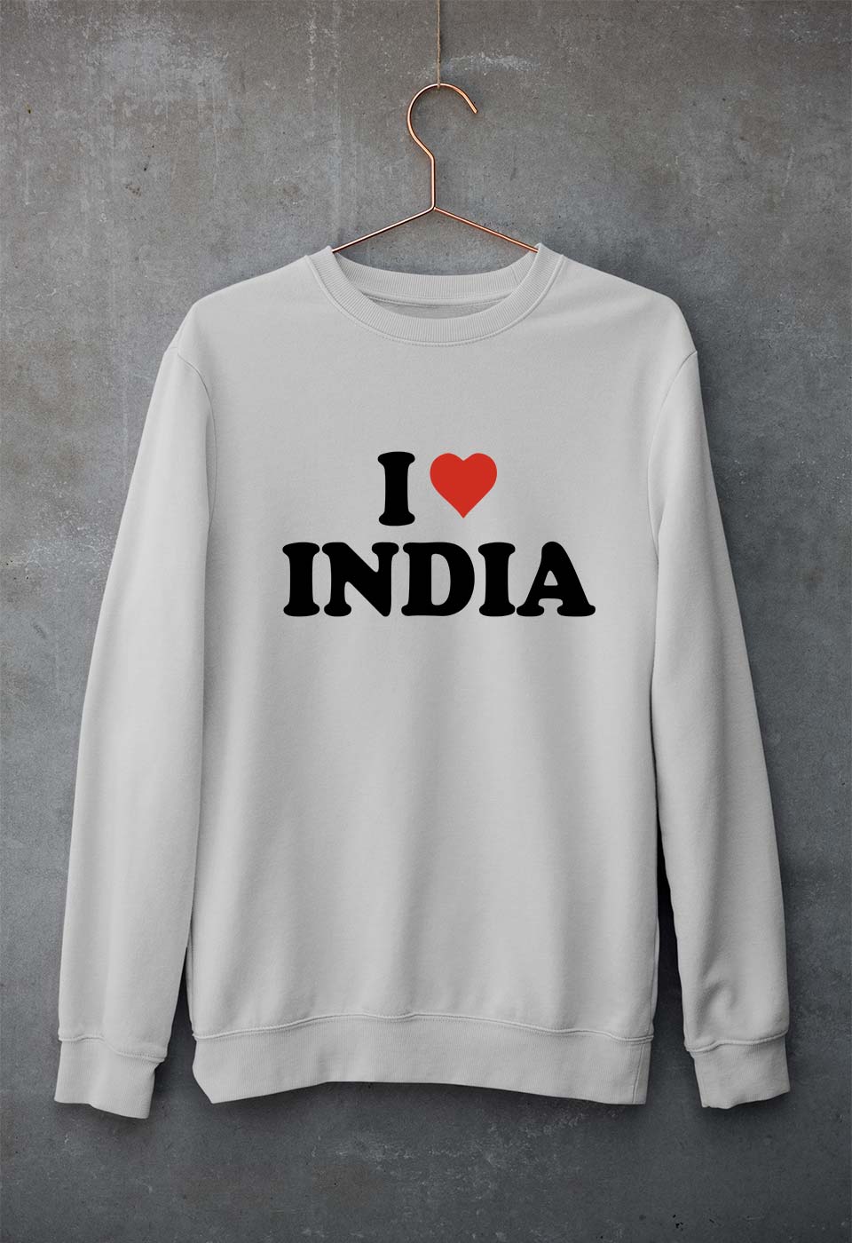 I Love India Unisex Sweatshirt for Men/Women-Grey Melange-Ektarfa.online
