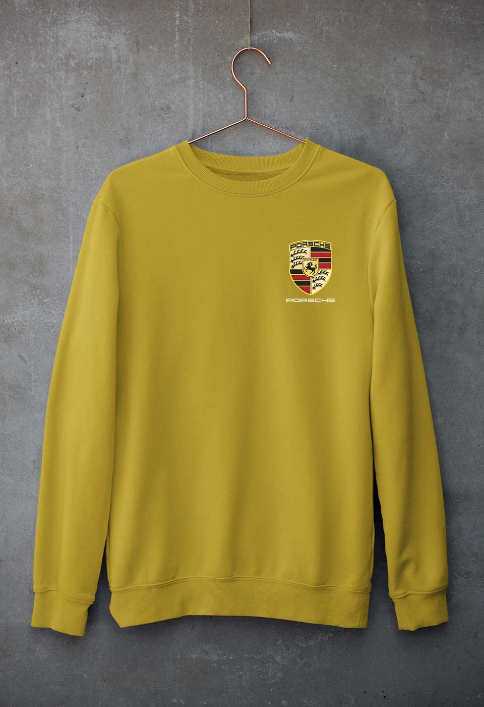 Porsche Pocket Logo Unisex Sweatshirt for Men/Women-Mustard Yellow-Ektarfa.online