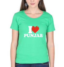 Load image into Gallery viewer, I Love Punjab T-Shirt for Women-flag green-Ektarfa.online
