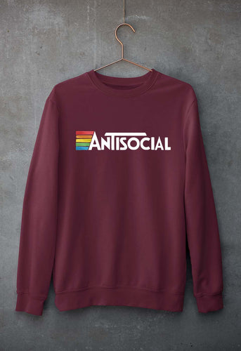 AntiSocial Unisex Sweatshirt for Men/Women-Maroon-Ektarfa.online