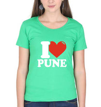 Load image into Gallery viewer, I Love Pune T-Shirt for Women-flag green-Ektarfa.online
