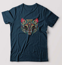 Load image into Gallery viewer, Psychedelic Cat T-Shirt for Men-Petrol Blue-Ektarfa.online
