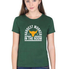 Load image into Gallery viewer, Hardest Worker In the Room Gym T-Shirt for Women-Dark Green-Ektarfa.online
