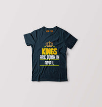 Load image into Gallery viewer, Kings Are Born In April Kids T-Shirt for Boy/Girl-Petrol Blue-Ektarfa.online
