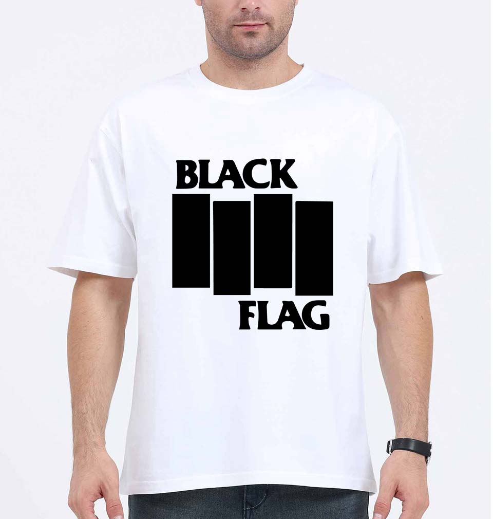 Black Flag Oversized T-Shirt for Men-White-Ektarfa.online