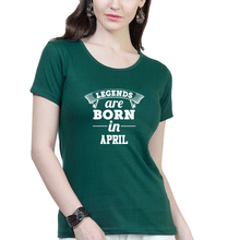 Load image into Gallery viewer, Legends are Born in April T-Shirt for Women-Dark Green-Ektarfa.online

