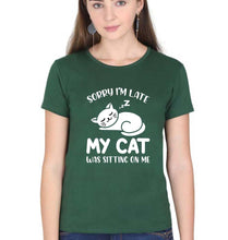 Load image into Gallery viewer, Cat T-Shirt for Women-Dark Green-Ektarfa.online
