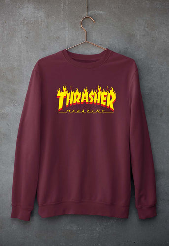 Thrasher Magzine Unisex Sweatshirt for Men/Women-Maroon-Ektarfa.online