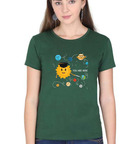 Solar System T-Shirt for Women-Dark Green-Ektarfa.online