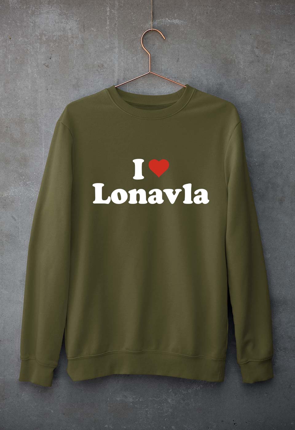 I Love Lonavla Unisex Sweatshirt for Men/Women-Olive Green-Ektarfa.online