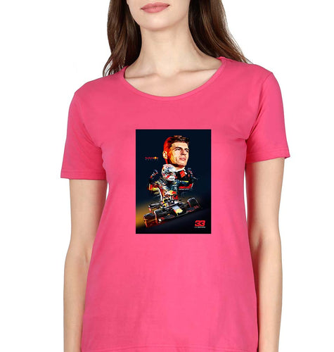 Max Verstappen T-Shirt for Women-XS(32 Inches)-Pink-Ektarfa.online