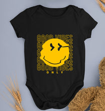 Load image into Gallery viewer, Good Vibes Emoji Kids Romper For Baby Boy/Girl-0-5 Months(18 Inches)-Black-Ektarfa.online
