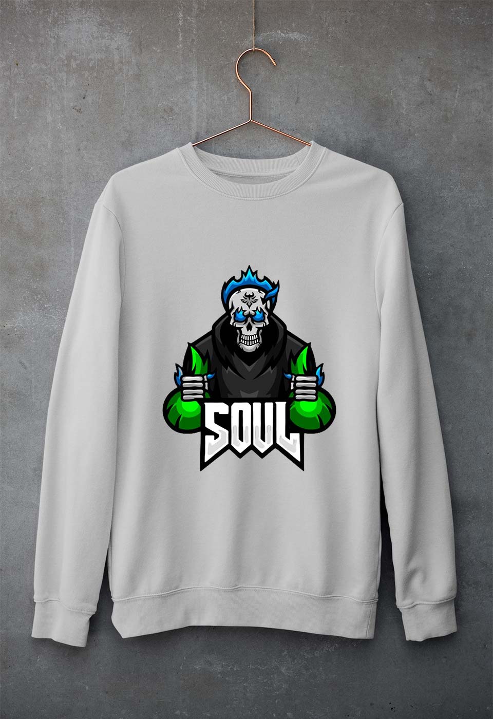 Battlegrounds Mobile India (BGMI) Soul Esport Unisex Sweatshirt for Men/Women-Grey Melange-Ektarfa.online