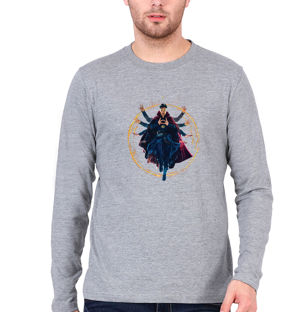 Doctor Strange Superhero Full Sleeves T-Shirt for Men-Grey Melange-Ektarfa.online