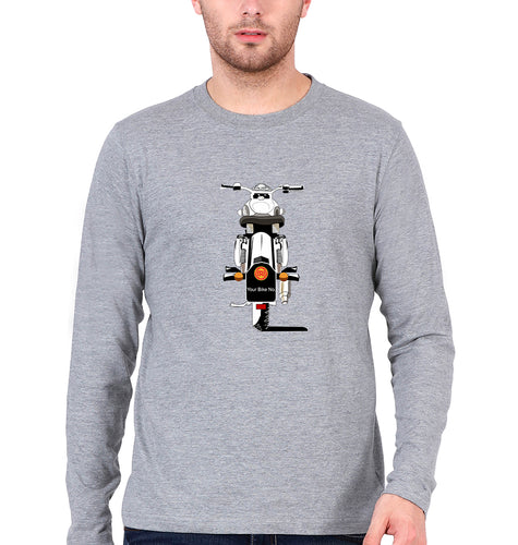 Royal Enfield - Bullet With Number Full Sleeves T-Shirt for Men-Grey Melange-Ektarfa.online