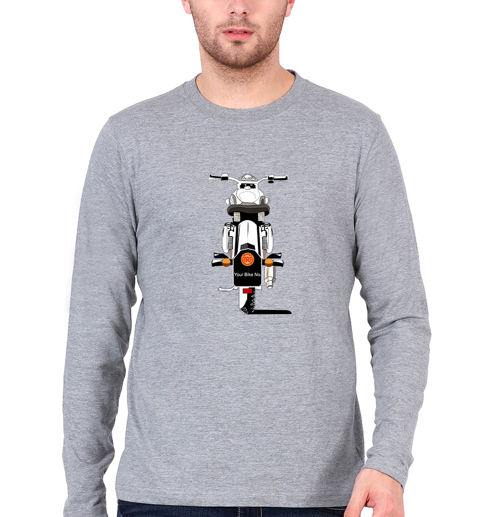 Royal Enfield - Bullet With Number Full Sleeves T-Shirt for Men-Grey Melange-Ektarfa.online