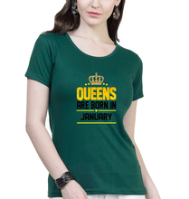 Load image into Gallery viewer, Queens Are Born In January T-Shirt for Women-Dark green-Ektarfa.online
