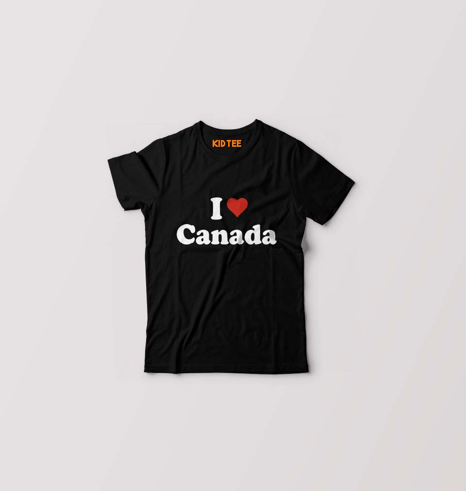 I Love Canada Kids T-Shirt for Boy/Girl-Black-Ektarfa.online