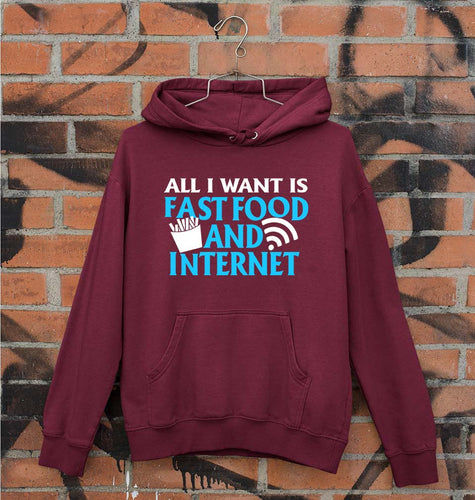 Fast Food and Internet Unisex Hoodie for Men/Women-Maroon-Ektarfa.online