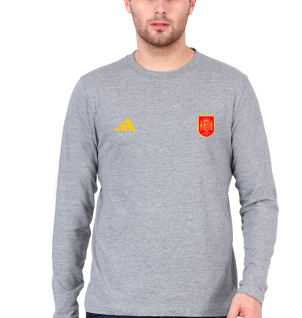 Spain Football Full Sleeves T-Shirt for Men-Grey Melange-Ektarfa.online