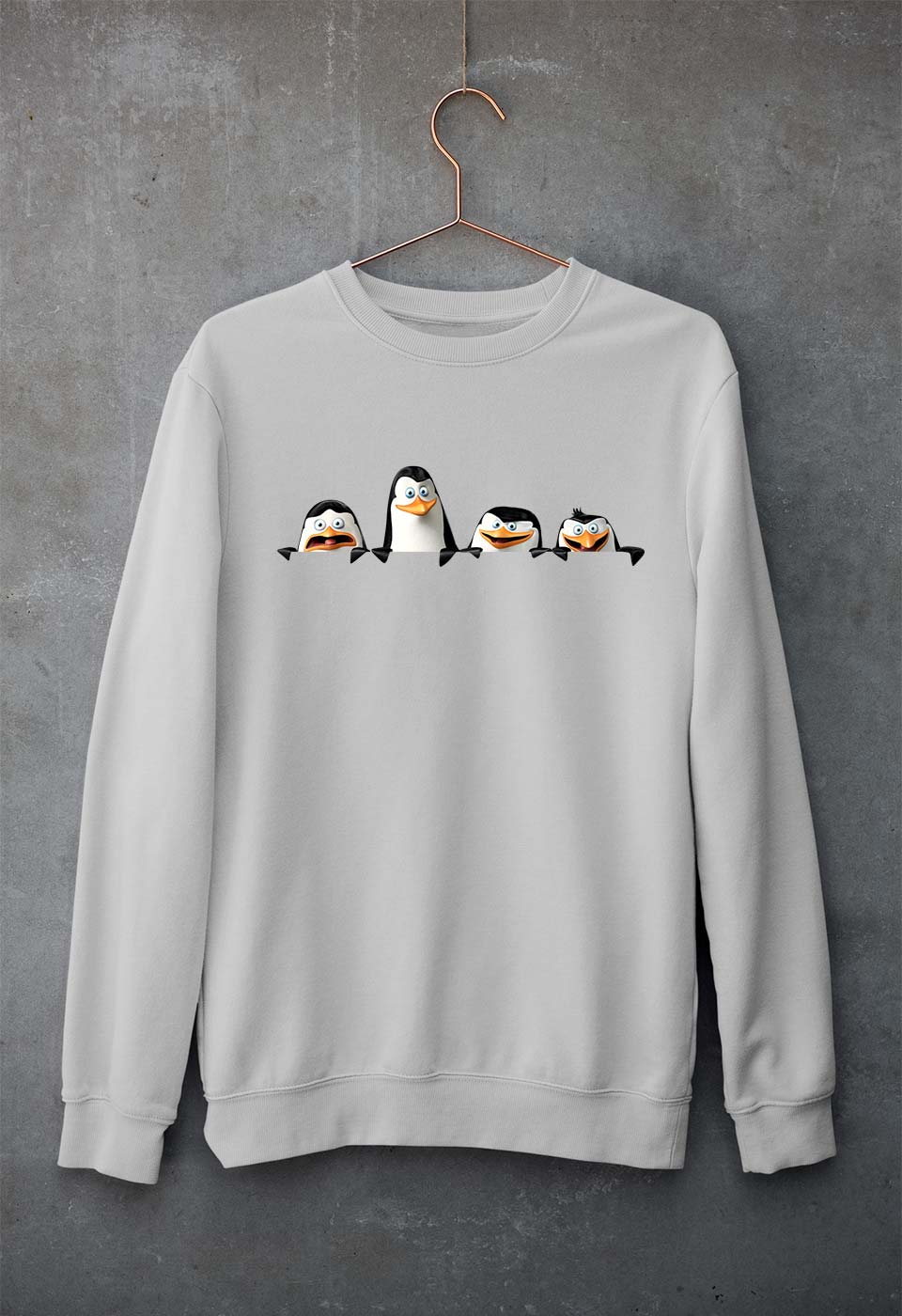 Penguins of Madagascar Unisex Sweatshirt for Men/Women-Grey Melange-Ektarfa.online