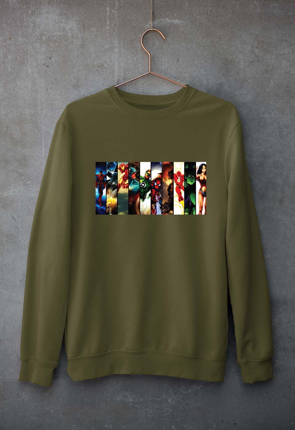 Superhero Unisex Sweatshirt for Men/Women-Olive Green-Ektarfa.online
