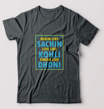 Load image into Gallery viewer, CRICKET Sachin Kohli Dhoni T-Shirt for Men-Steel grey-Ektarfa.online

