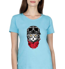 Load image into Gallery viewer, Cat T-Shirt for Women-Light Blue-Ektarfa.online
