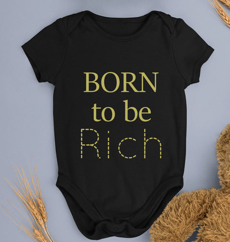 Born To be Rich Kids Romper For Baby Boy/Girl-Black-Ektarfa.online