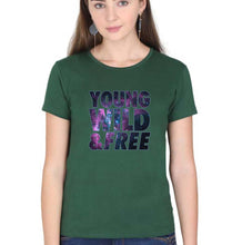 Load image into Gallery viewer, Young Wild Free T-Shirt for Women-Dark Green-Ektarfa.online
