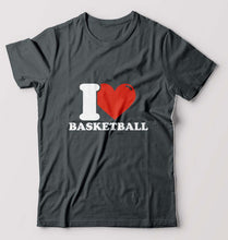 Load image into Gallery viewer, I Love Basketball T-Shirt for Men-Steel grey-Ektarfa.online
