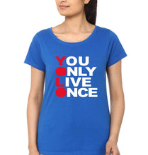 Load image into Gallery viewer, You Live Only Once(YOLO) T-Shirt for Women-Royal Blue-Ektarfa.online
