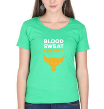 Load image into Gallery viewer, Blood Sweat Respect Gym T-Shirt for Women-Flag Green-Ektarfa.online
