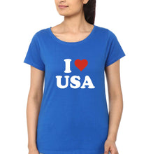 Load image into Gallery viewer, I Love USA T-Shirt for Women-Royal Blue-Ektarfa.online
