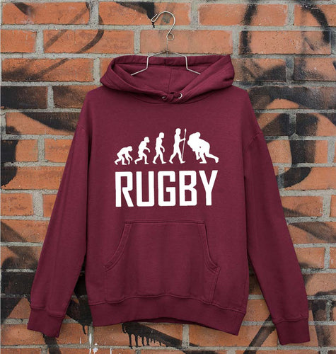 Rugby Evolution Unisex Hoodie for Men/Women-Maroon-Ektarfa.online