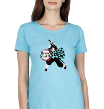 Load image into Gallery viewer, Demon Slayer T-Shirt for Women-Light Blue-Ektarfa.online
