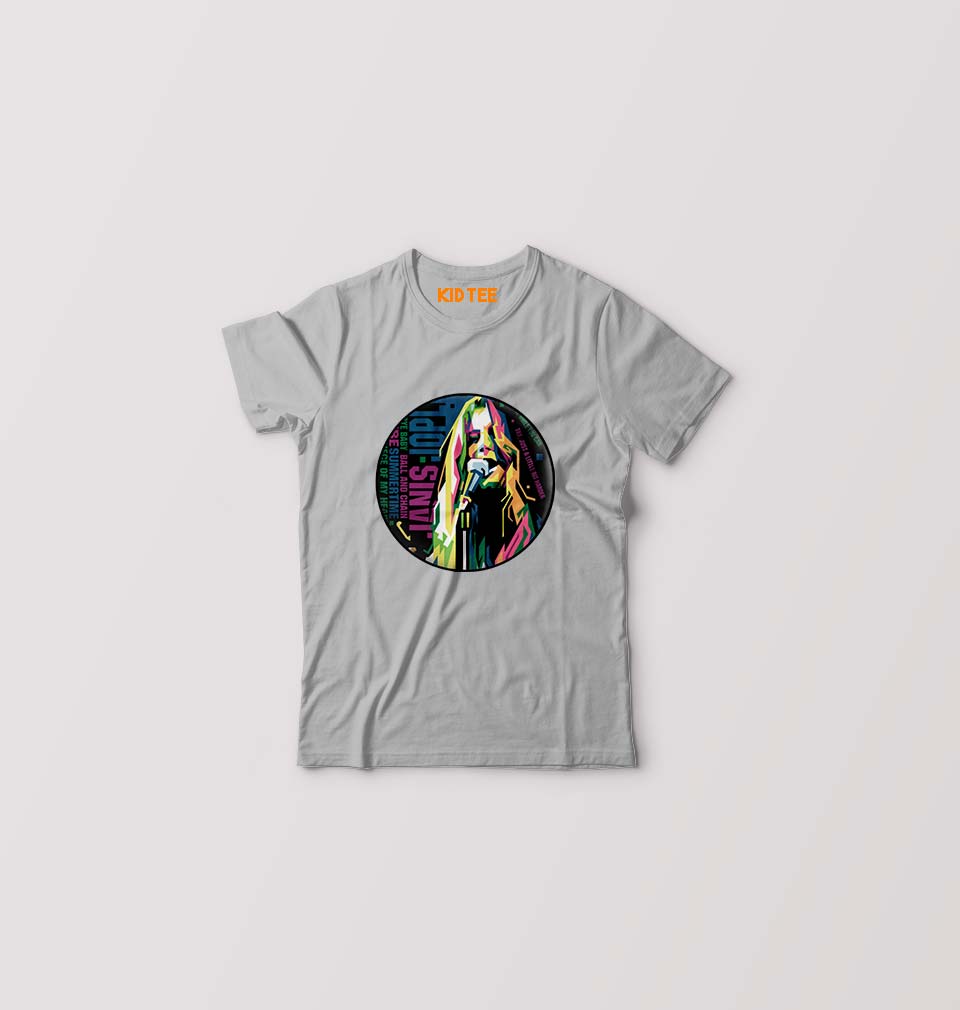 Janis Joplin Kids T-Shirt for Boy/Girl-Grey-Ektarfa.online