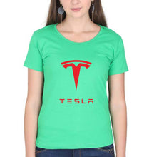 Load image into Gallery viewer, Tesla T-Shirt for Women-Flag Green-Ektarfa.online
